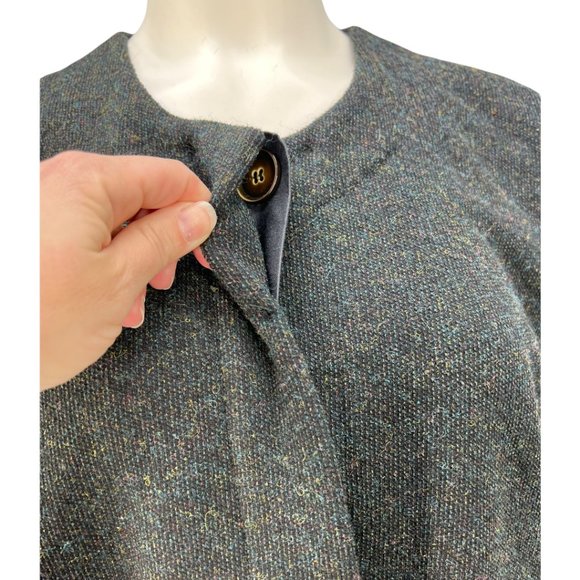 Gray Colored Tweed Wool PAS DE CALAIS Oversized Coat Sz Sm (Missing Fur Collar) - Picture 5 of 15